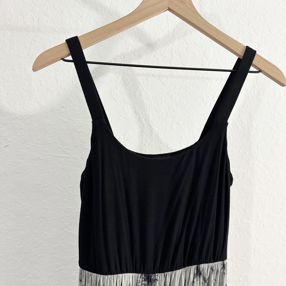 AB Studio Tie Dye Scoop Neck High Low Dress Gray Black Small Beach Summer Flowy‎ - Picture 2 of 10